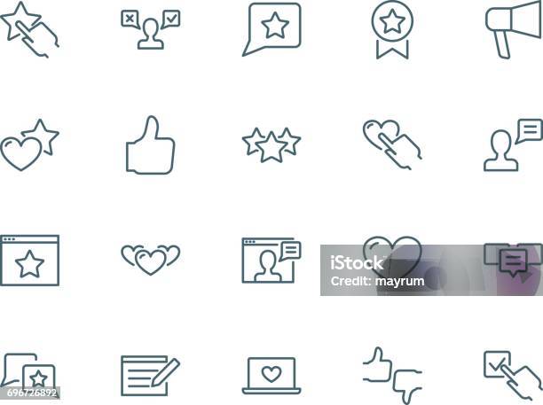 User Reviews Icons Set Stock Illustration - Download Image Now - Star - Space, Line Icon, Advice