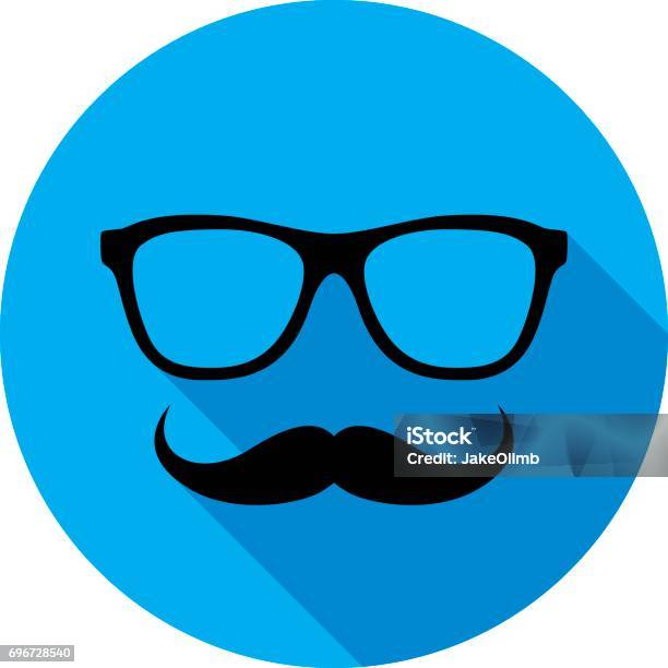 Glasses With Mustache Icon Silhouette Stock Illustration - Download Image Now - Beard, Hipster Culture, Blue