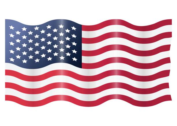 USA American flag waving. Vector illustration isolated on white background. vector art illustration