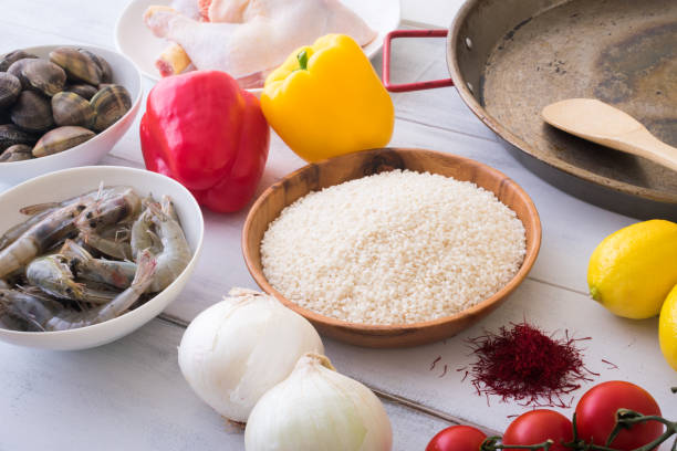 istock ingredients for paella 696760750