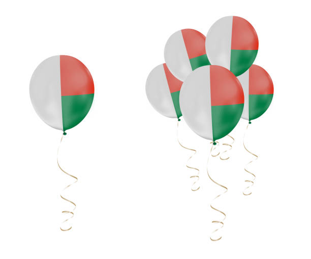 istock Country flag of Madagascar on balloons with a white solid background 696777146