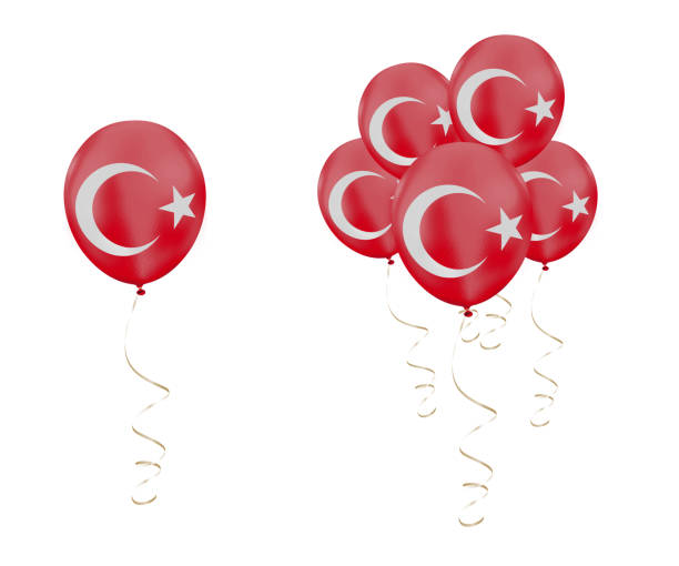 istock Country flag of Turkey on balloons with a white solid background 696777226