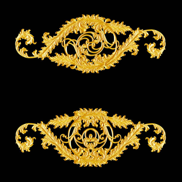 istock Ornament elements, vintage gold floral designs 696780836