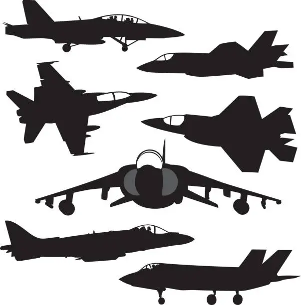 Vector illustration of Jet Silhouettes