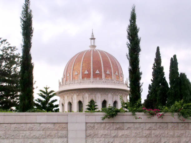 Haifa Bahai Gardens dome on a cloudy day 2003
