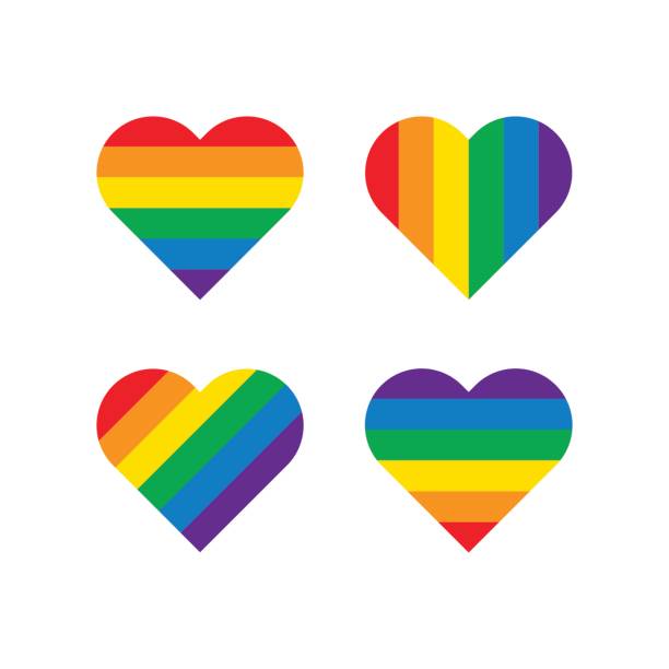 illustrazioni stock, clip art, cartoni animati e icone di tendenza di forma cuore arcobaleno - pride