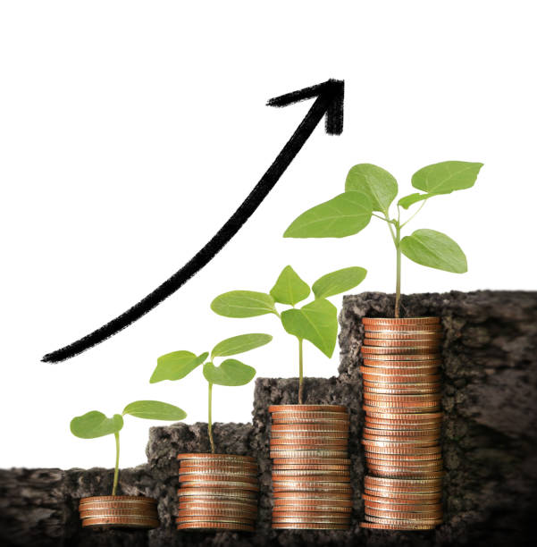istock Coins graph stock market 696800338