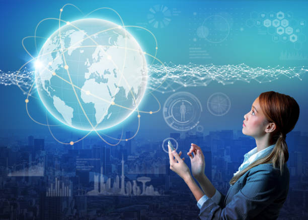 istock young woman using smart phone and worldwide communication abstract 696810158