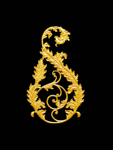 istock Ornament elements, vintage gold floral designs 696810254