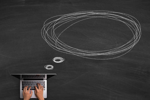 Online Communication Concept With Laptop On Blackboard