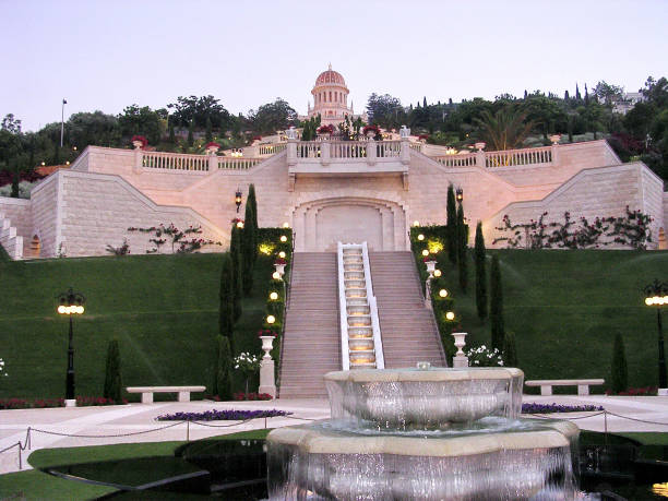 istock Haifa Bahai Gardens the fountain evening 2003 696820156