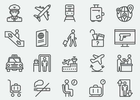 Airport Line Icons 