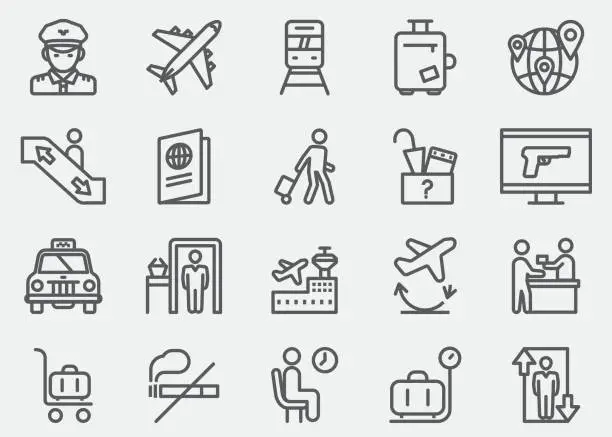 Vector illustration of Airport Line Icons | EPS 10
