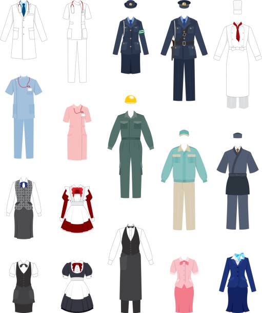 Work clothes Various items chefs whites stock illustrations