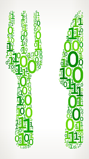 Food Utensils Binary Code Zero One Vector Illustration Stock ...