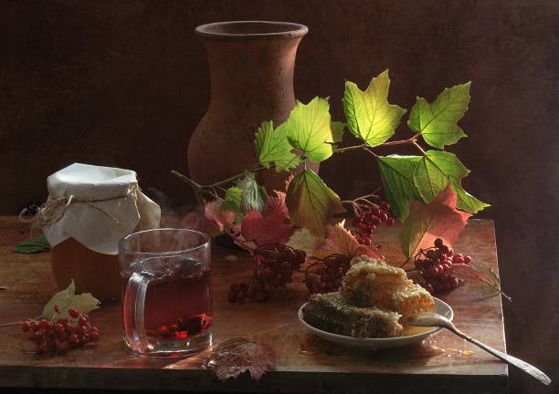 istock Tea with honey and viburnum 696828264