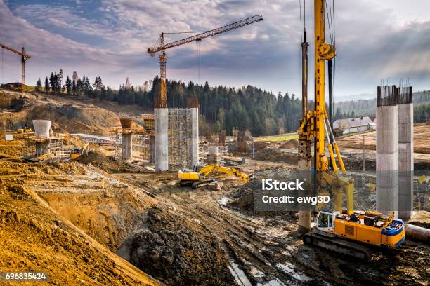 Construction Of The Viaduct On The New S7 Highway Luban Poland Stock Photo - Download Image Now