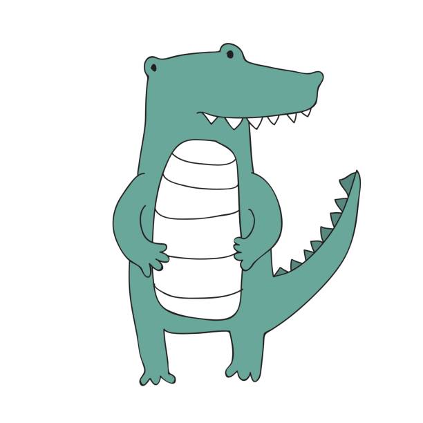 Cute cartoon crocodile character, vector isolated illustration in simple style. Cute cartoon crocodile character, vector illustration in simple style. Isolated on white background. chinese alligator alligator sinensis stock illustrations