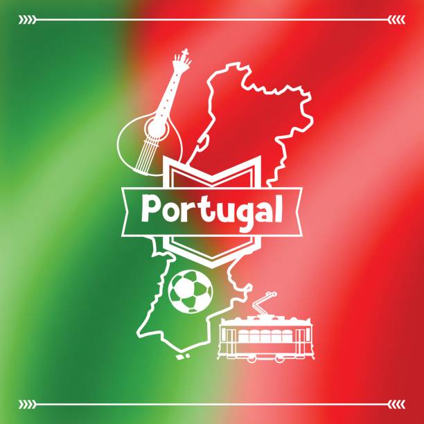 ilustrações de stock, clip art, desenhos animados e ícones de portugal background design. portuguese national traditional symbols on blurred flag - lisbon square landscape
