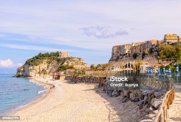 Shore At Santa Maria Island Tropea Stock Photo - Download Image Now - Capo Vaticano, Autumn, Beach