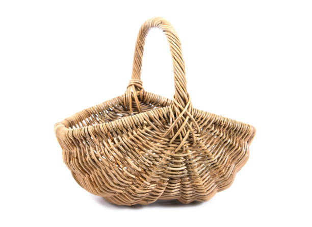 istock Wicker basket isolated on white background. Empty wicker basket illustration.Fruit basket isolated.Rattan basket isolated 696864652