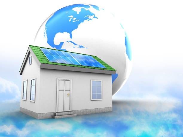 istock 3d world globe with green house 696865828