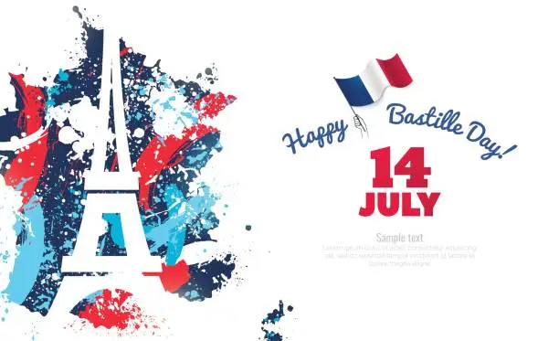 Vector illustration of 14 July Bastille day flyer, banner or poster.