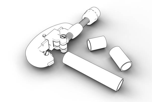 3d rendering of metal pipe cutters isolated on white