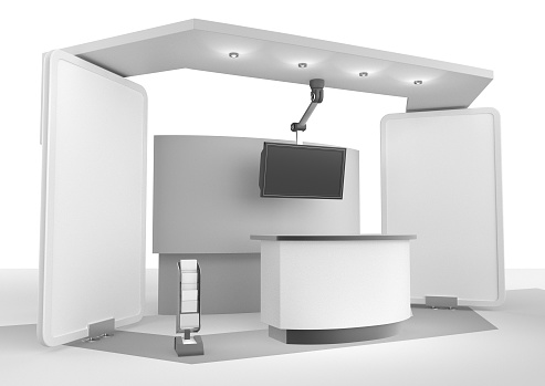 booth or stall with tv screens