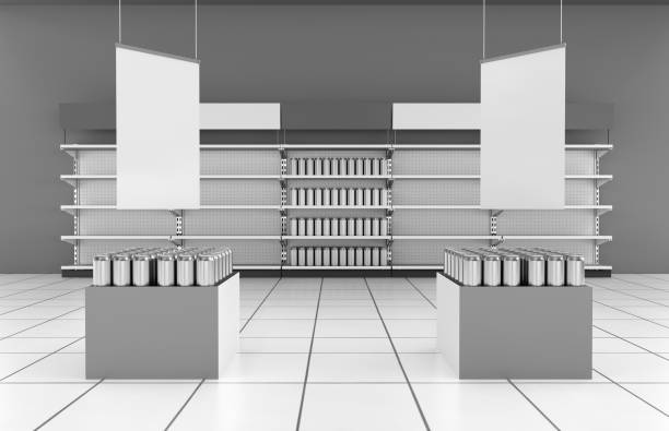 istock Supermarket  interior with hangers 696872224