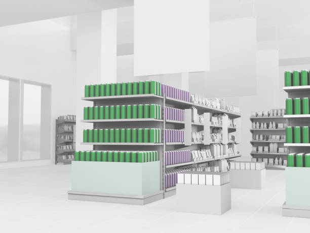 istock Supermarket  interior with hangers 696872394