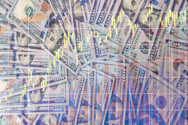 istock Double exposure of us dollar and graph as banking concept. 696873284