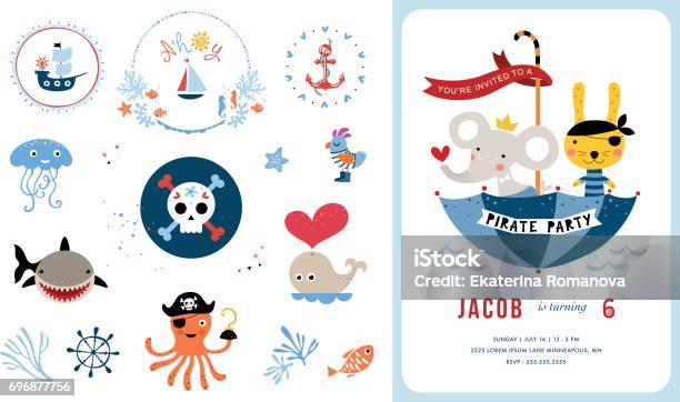 Card Design And Elements Set10 Stock Illustration - Download Image Now - Pirate - Criminal, Baby - Human Age, Child