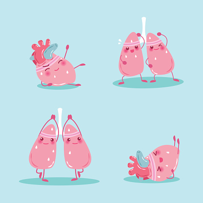 Cartoon Lung And Heart Stock Illustration - Download Image Now - Lung,  Cartoon, Exercising - iStock
