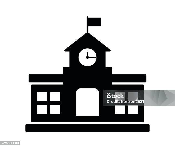 School Building Icon Stock Illustration - Download Image Now - School Building, Icon Symbol, Education