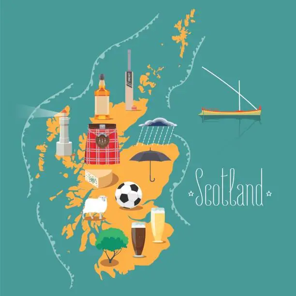 Vector illustration of Map of Scotland vector illustration, design element