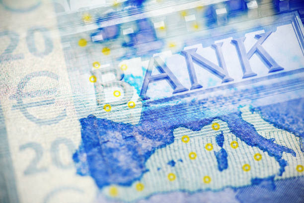 Double exposure: Euros and Bank sign