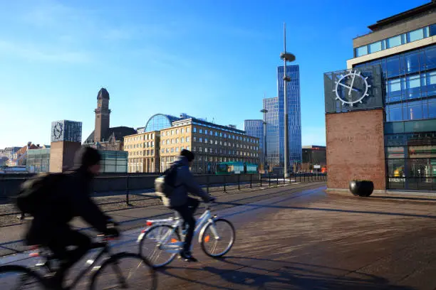 Cycling in Malmo, Sweden.