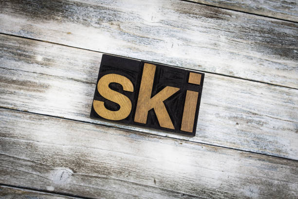 istock Ski Letterpress Word on Wooden Background 696908096