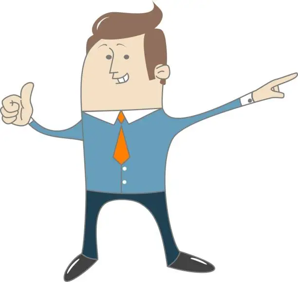 Vector illustration of businessman pointing