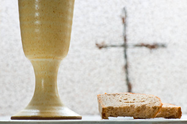 istock Chalice Of Wine With Bread On The Table 696912090