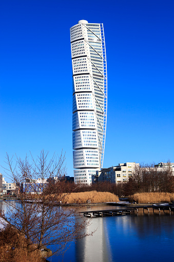 Feb 14, 2017-Malmo, Sweden: The Turning Torso consists of rental apartment and commercial office space. Architect: Santiago Calatrava.