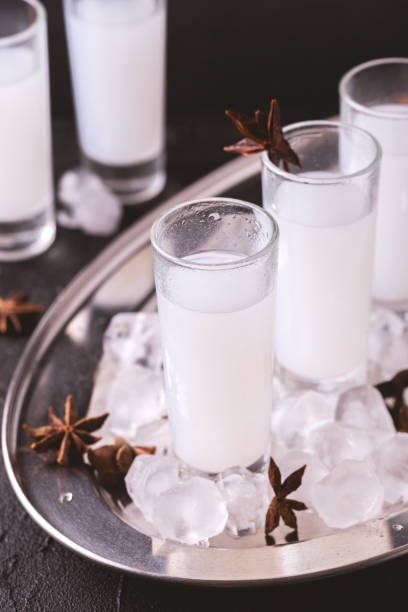 istock Arabic alcohol Raki with anis and ice. Arak, Ouzo 696916726