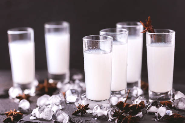 istock Arabic alcohol Raki with anis and ice. Arak, Ouzo 696916904