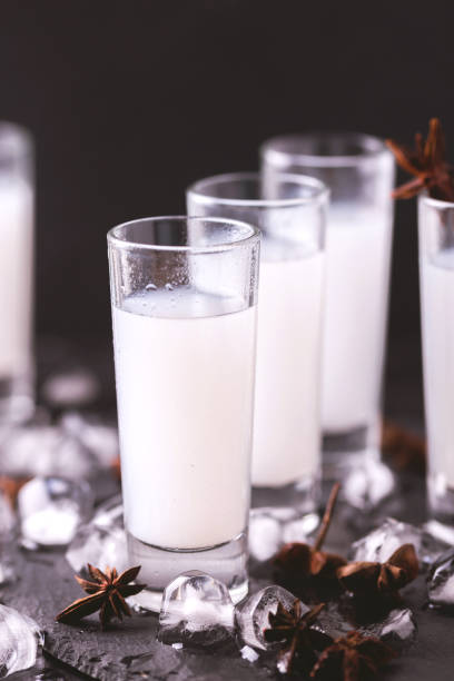 istock Arabic alcohol Raki with anis and ice. Arak, Ouzo 696916922