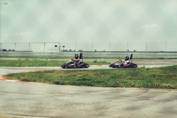 istock Father and son go-Karts 696919616
