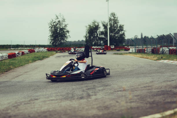 istock Father and son go-Karts 696919684