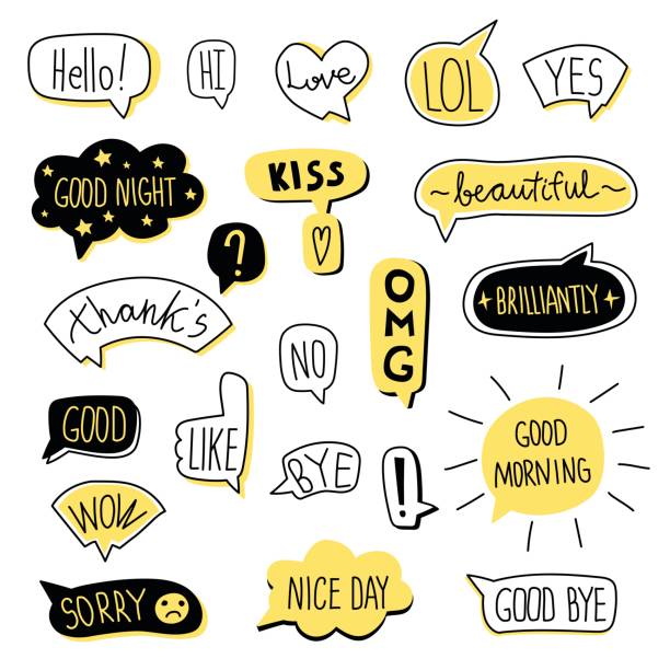 Hand-drawn speech bubble set. Vector illustration, isolated on white. Hand-drawn speech bubble set. Vector illustration, isolated on white background. label drawings stock illustrations