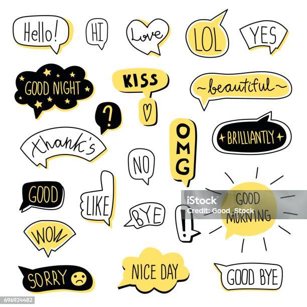 Handdrawn Speech Bubble Set Vector Illustration Isolated On White Stock Illustration - Download Image Now