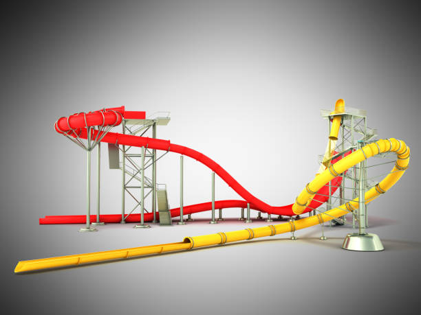 istock Water park water attraction perspective 3d render on white background 696926996